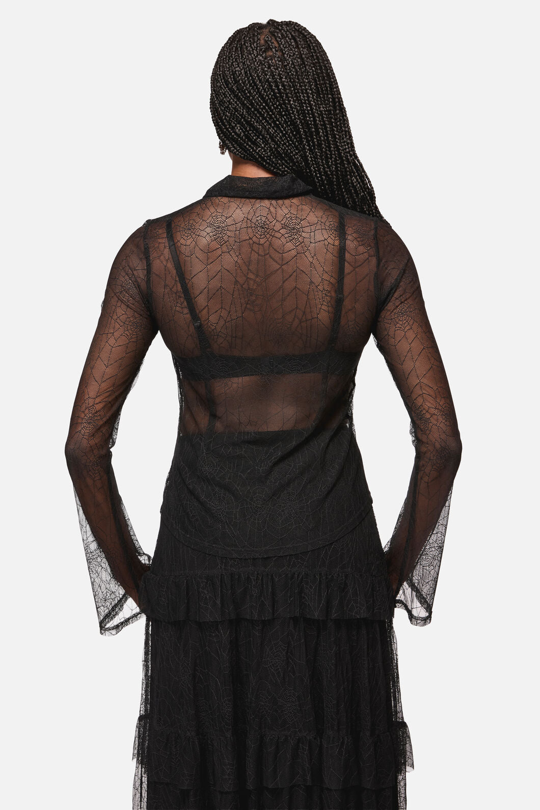 Black Friday - Web Lace Long Sleeve Blouse - black