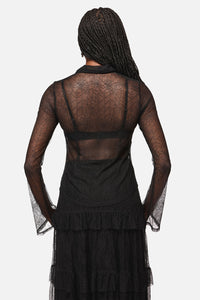 Black Friday - Web Lace Long Sleeve Blouse - black