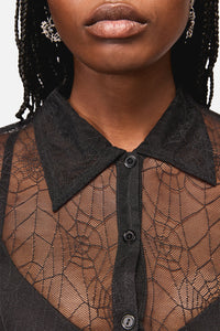 Black Friday - Web Lace Long Sleeve Blouse - black