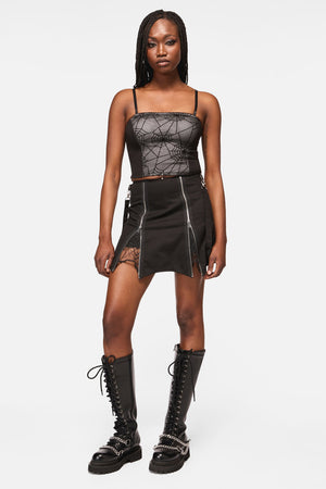 Black Friday - Web Lace Zipper Skort - black