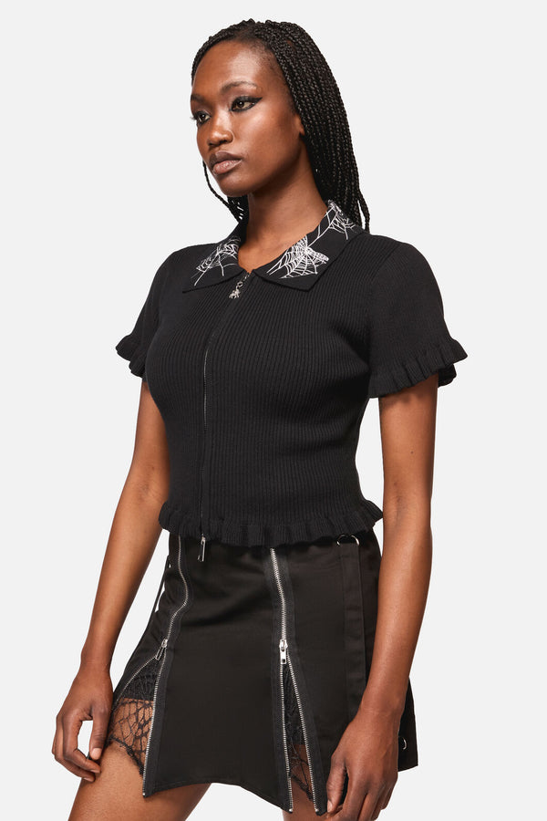 Black Friday - Webbed Zipper Cardi - black