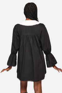 Black Friday - The Adorned Collar Lace LS Dress - black