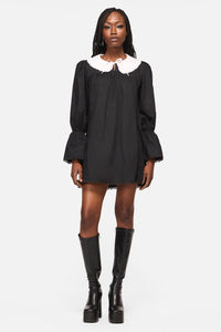 Black Friday - The Adorned Collar Lace LS Dress - black