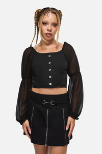 Black Friday - The Adorned Ruffle Corset Blouse - black