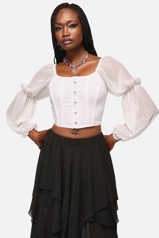 Black Friday - The Adorned RuffleCorsetBlouse - white
