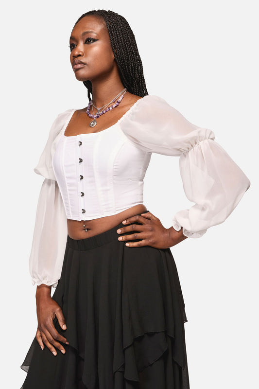 Black Friday - The Adorned RuffleCorsetBlouse - white