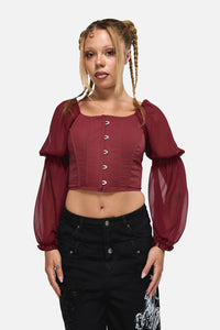 Black Friday - The Adorned Ruffle Corset Blouse - red