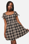 Black Friday - Crypt Check Babydoll Dress - black-beige