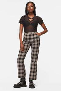 Black Friday - Crypt Check Straight Flare Fit Pant - black-beige