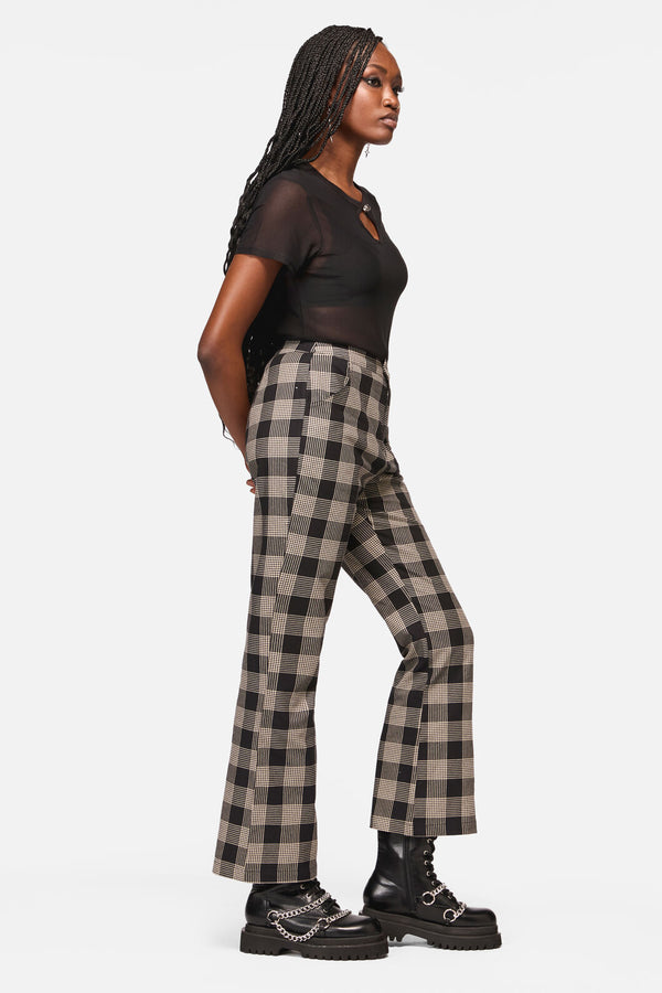 Black Friday - Crypt Check Straight Flare Fit Pant - black-beige