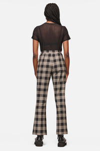 Black Friday - Crypt Check Straight Flare Fit Pant - black-beige