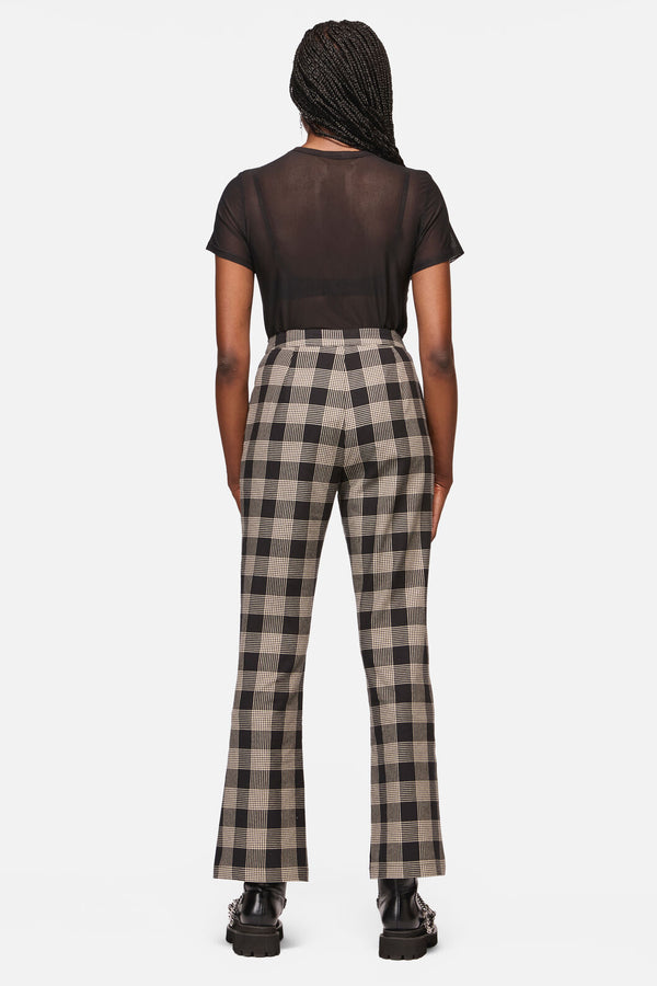 Black Friday - Crypt Check Straight Flare Fit Pant - black-beige