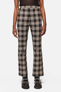 Black Friday - Crypt Check Straight Flare Fit Pant - black-beige