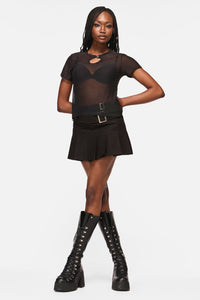 Black Friday - Crosswise Mesh SS Top - black