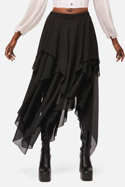 Black Friday - Crypt Layered Hanky Mesh Skirt - black