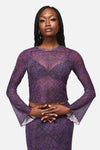 Black Friday - Window Web Print Mesh Top - purple