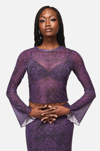 Black Friday - Window Web Print Mesh Top - purple
