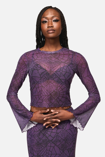 Black Friday - Window Web Print Mesh Top - purple