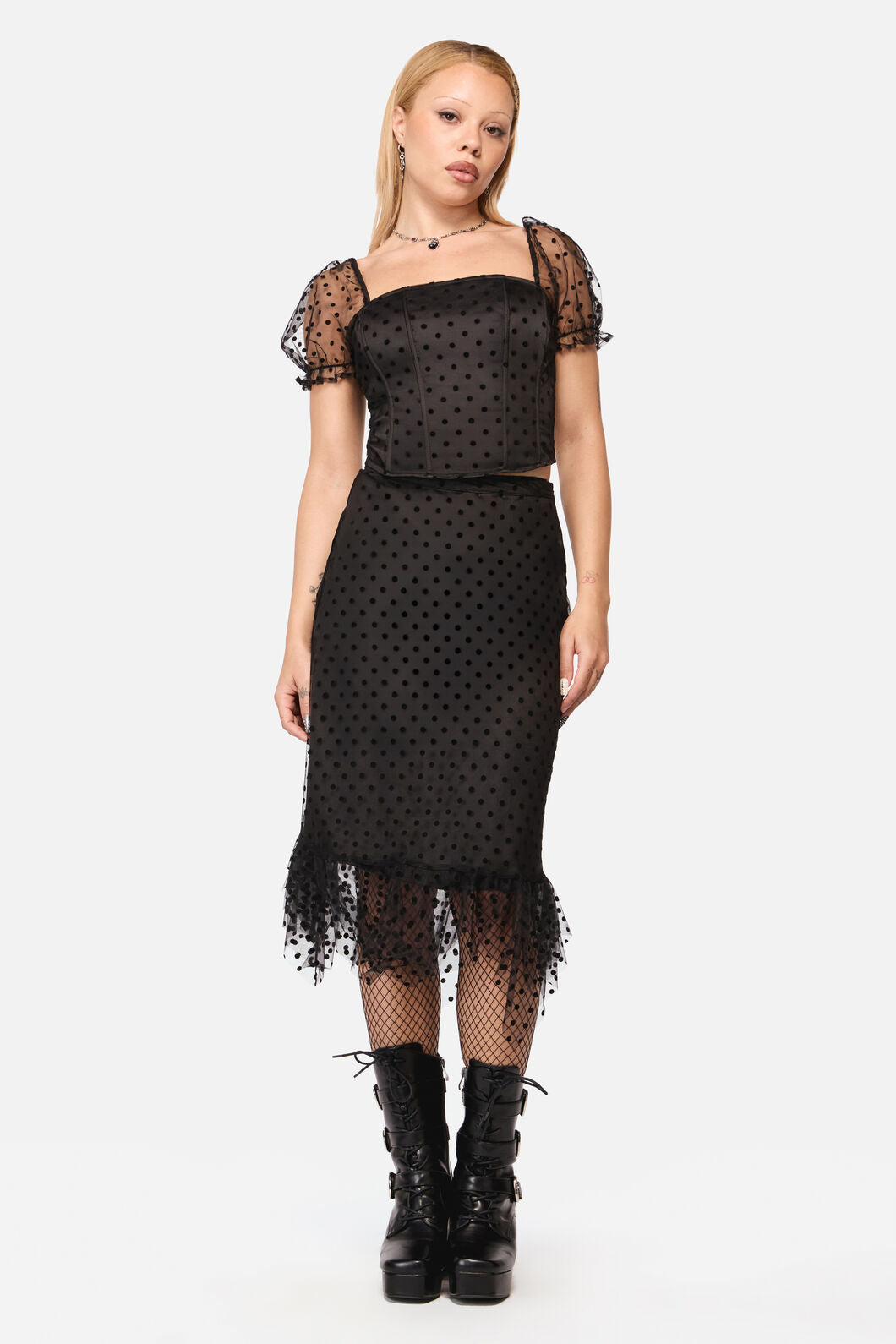Black Friday - Polka Party Mesh Skirt - black