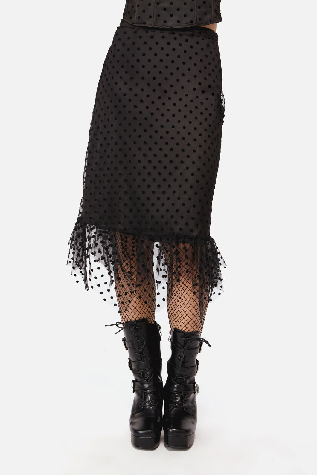 Black Friday - Polka Party Mesh Skirt - black