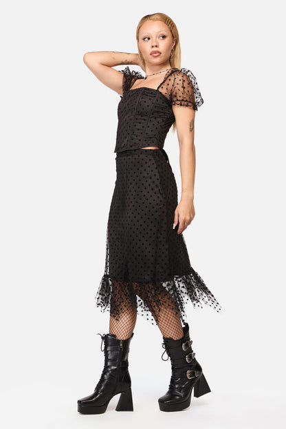 Black Friday - Polka Party Mesh Skirt - black