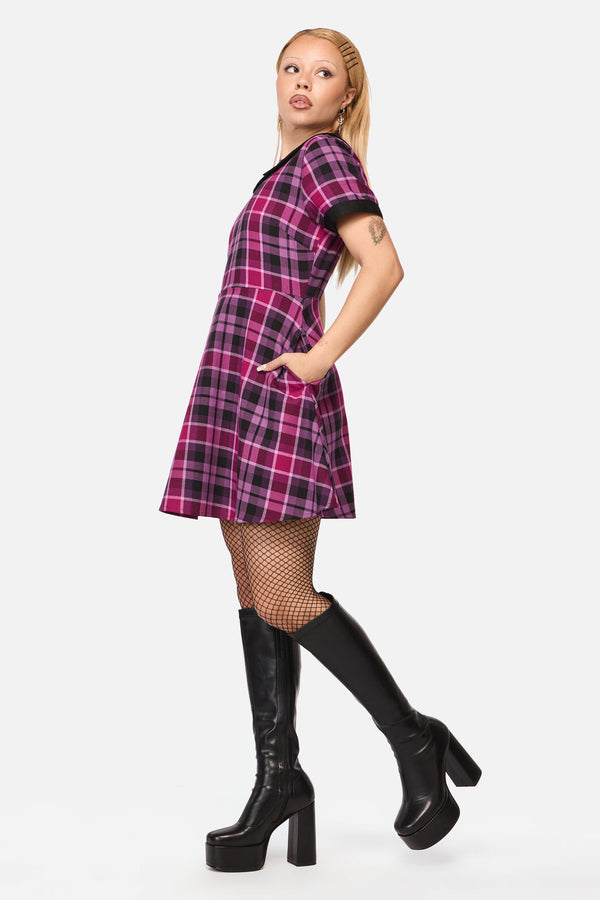 Black Friday - Predictions Tartan Dress - plum-black