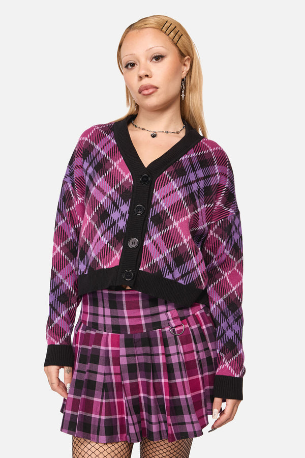 Black Friday - Predictions Tartan Cardigan - plum-black