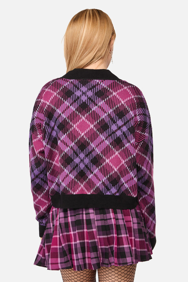 Black Friday - Predictions Tartan Cardigan - plum-black