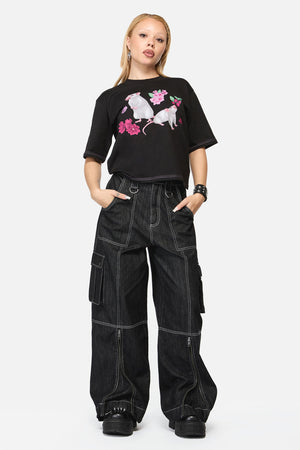 Black Friday - Rodent Grunge Cargo Jean - black