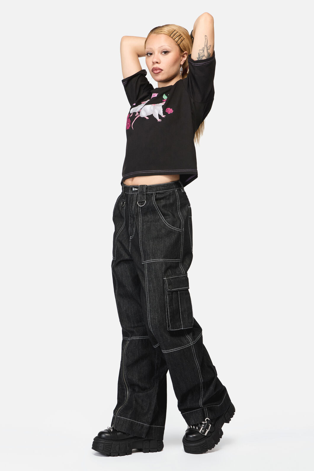 Black Friday - Rodent Grunge Cargo Jean - black