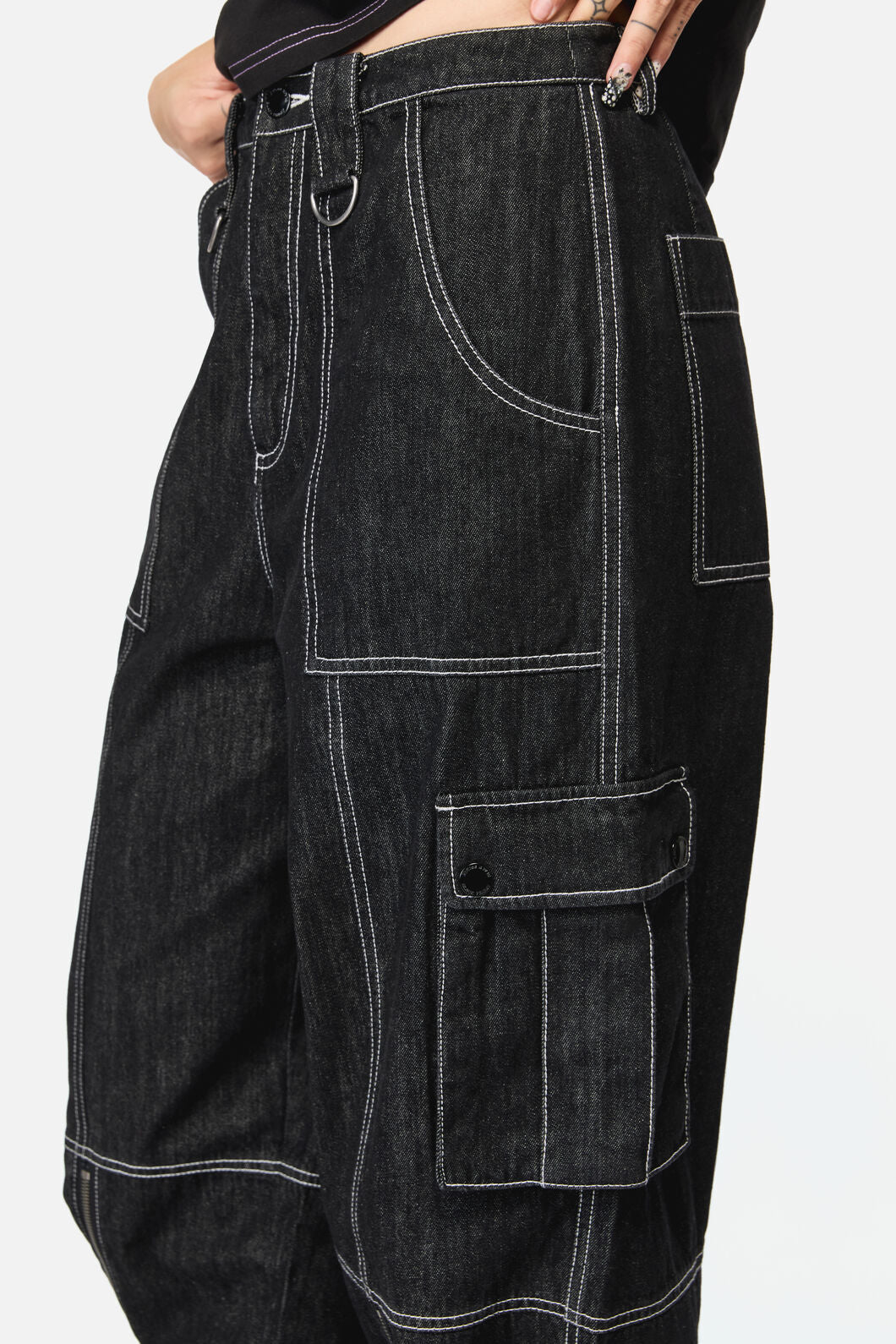 Black Friday - Rodent Grunge Cargo Jean - black