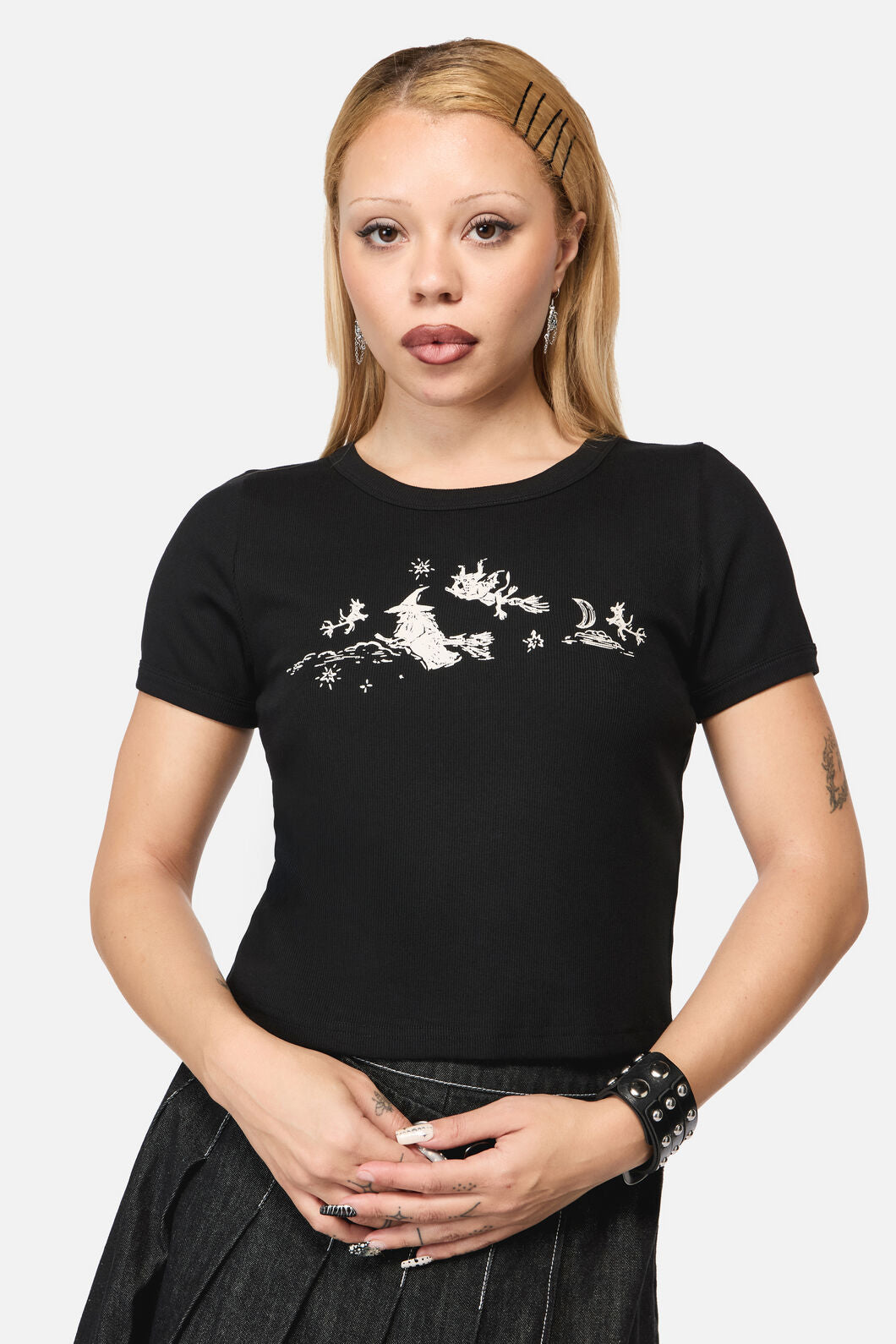 Black Friday - Marianne Crop Print Tee - black