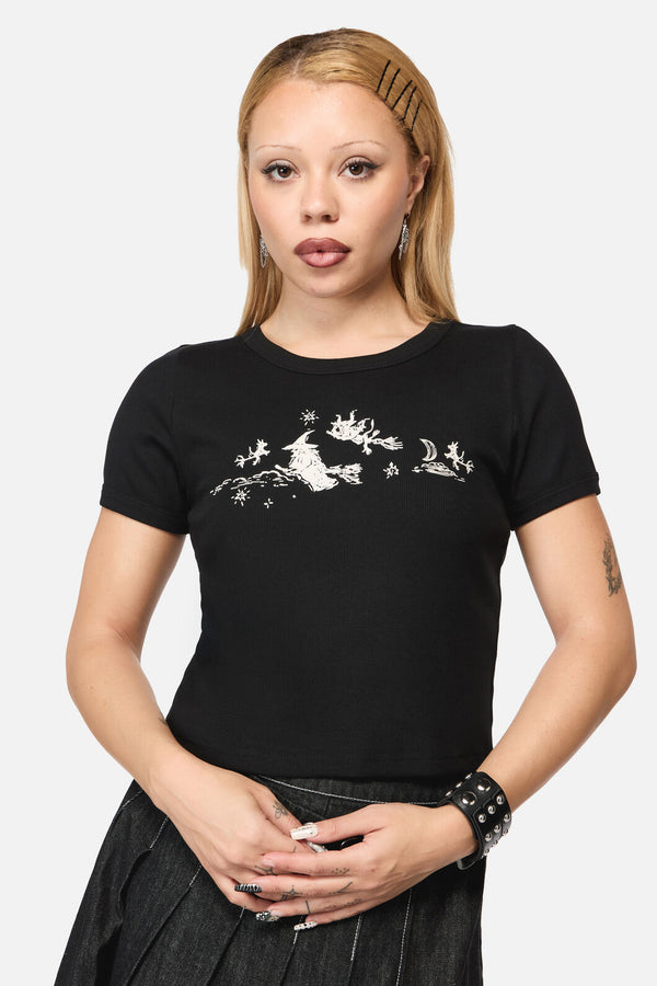 Black Friday - Marianne Crop Print Tee - black