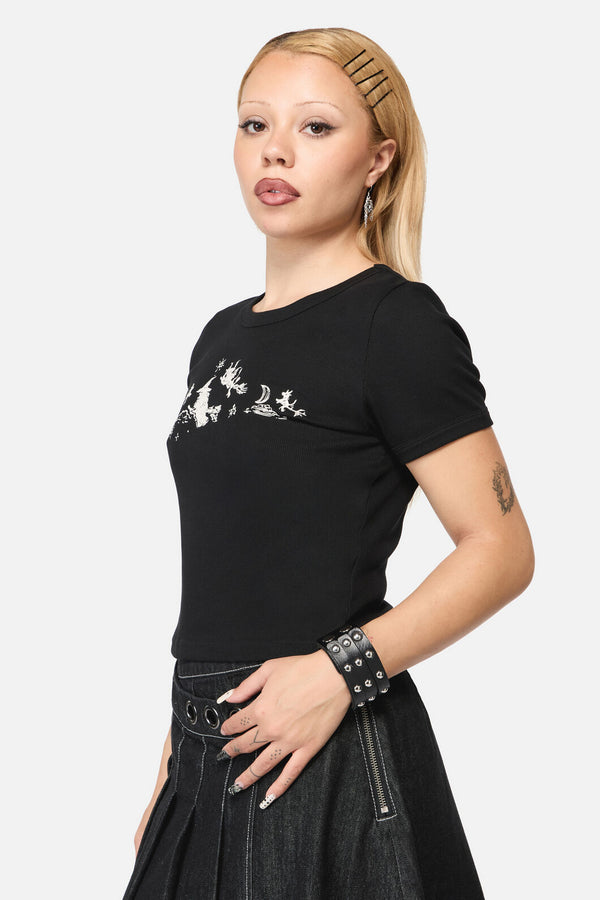 Black Friday - Marianne Crop Print Tee - black