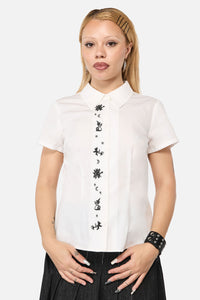 Black Friday - Fiona EmbroideredPlacketBlouse - cream