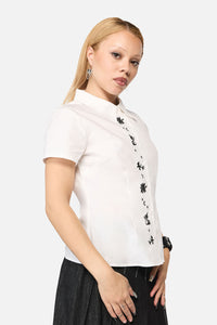 Black Friday - Fiona EmbroideredPlacketBlouse - cream