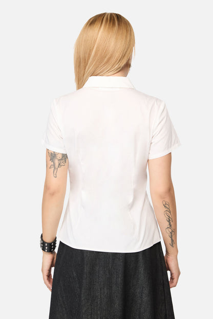 Black Friday - Fiona EmbroideredPlacketBlouse - cream