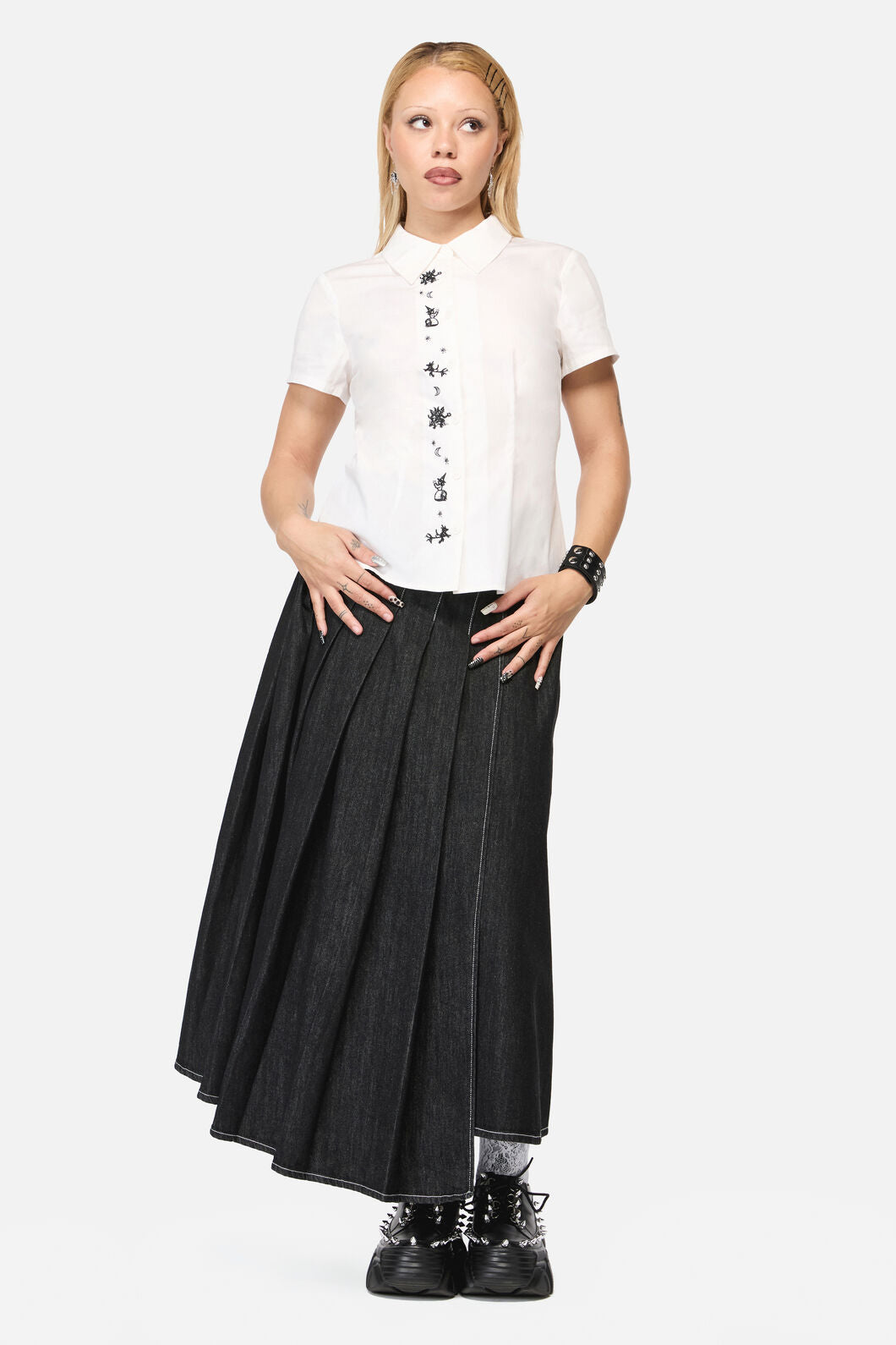 Black Friday - Fiona EmbroideredPlacketBlouse - cream