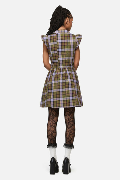 Black Friday - Apothecarius Goth Tartan Dress - moss-lavender