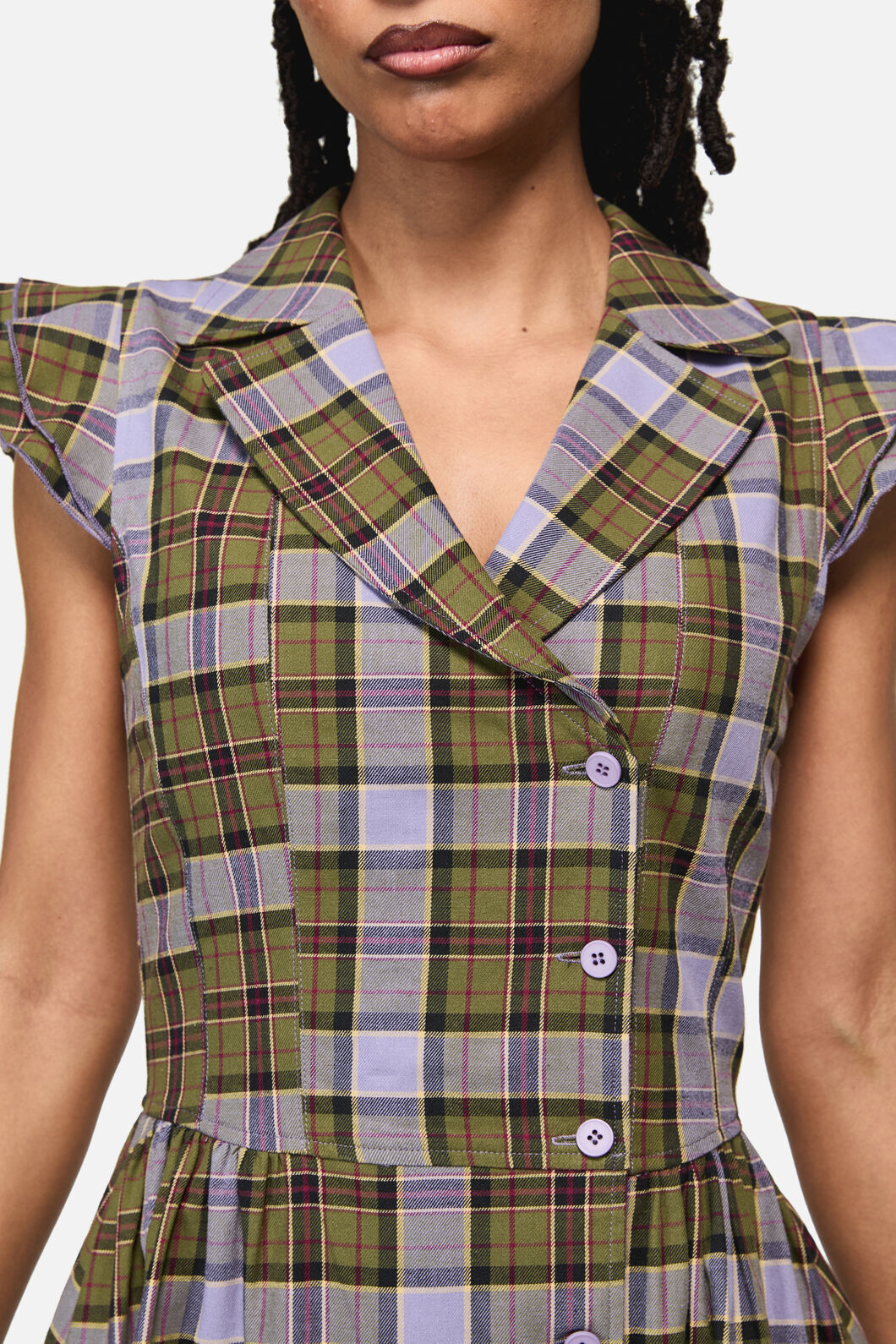 Black Friday - Apothecarius Goth Tartan Dress - moss-lavender