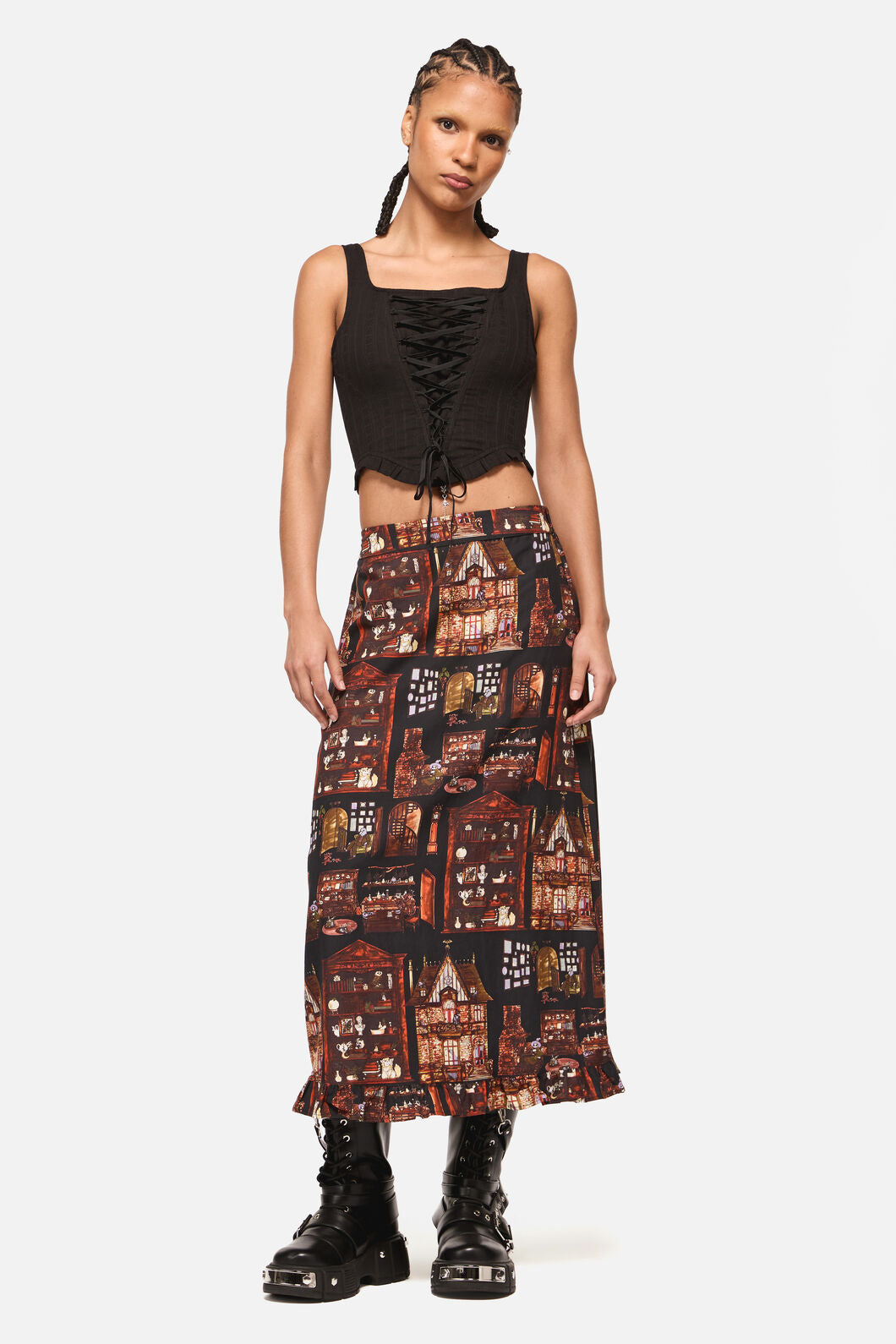 Black Friday - Covenstead Goth Midi Skirt - multi
