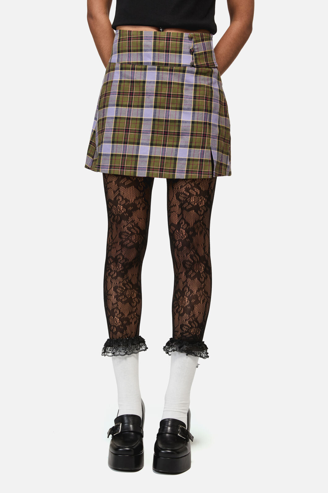 Black Friday - Apothecarius Tartan Goth Skort - moss-lavender