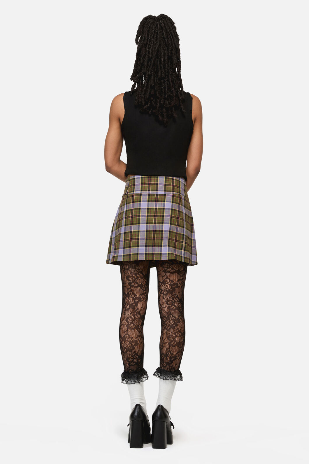 Black Friday - Apothecarius Tartan Goth Skort - moss-lavender