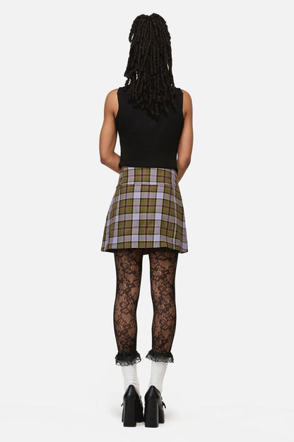 Black Friday - Apothecarius Tartan Goth Skort - moss-lavender