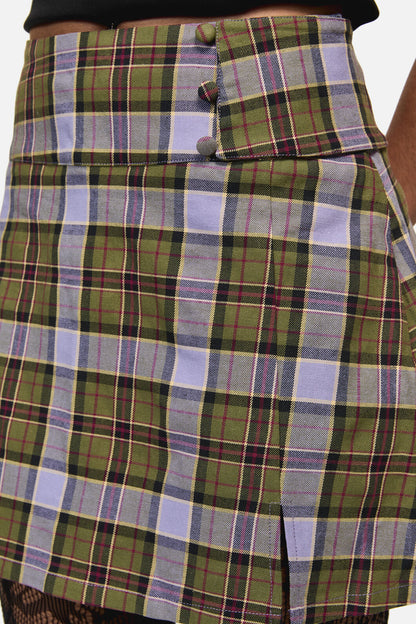 Black Friday - Apothecarius Tartan Goth Skort - moss-lavender