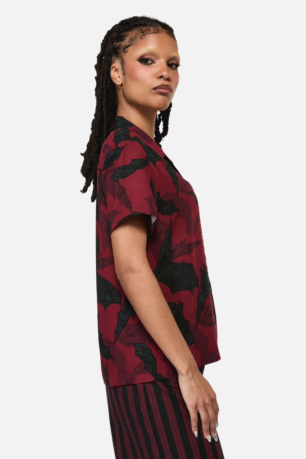 Black Friday - Batz Goth Short Sleeve Blouse - red