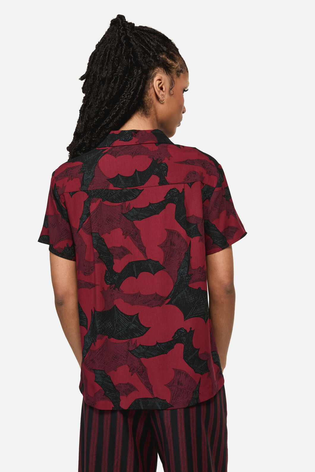 Black Friday - Batz Goth Short Sleeve Blouse - red