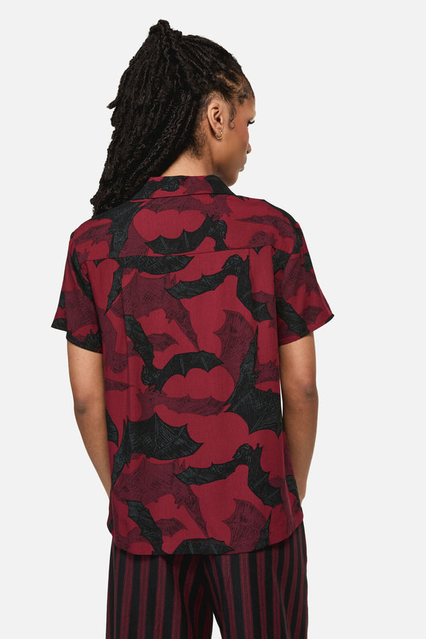 Black Friday - Batz Goth Short Sleeve Blouse - red