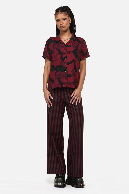 Black Friday - Batz Goth Short Sleeve Blouse - red