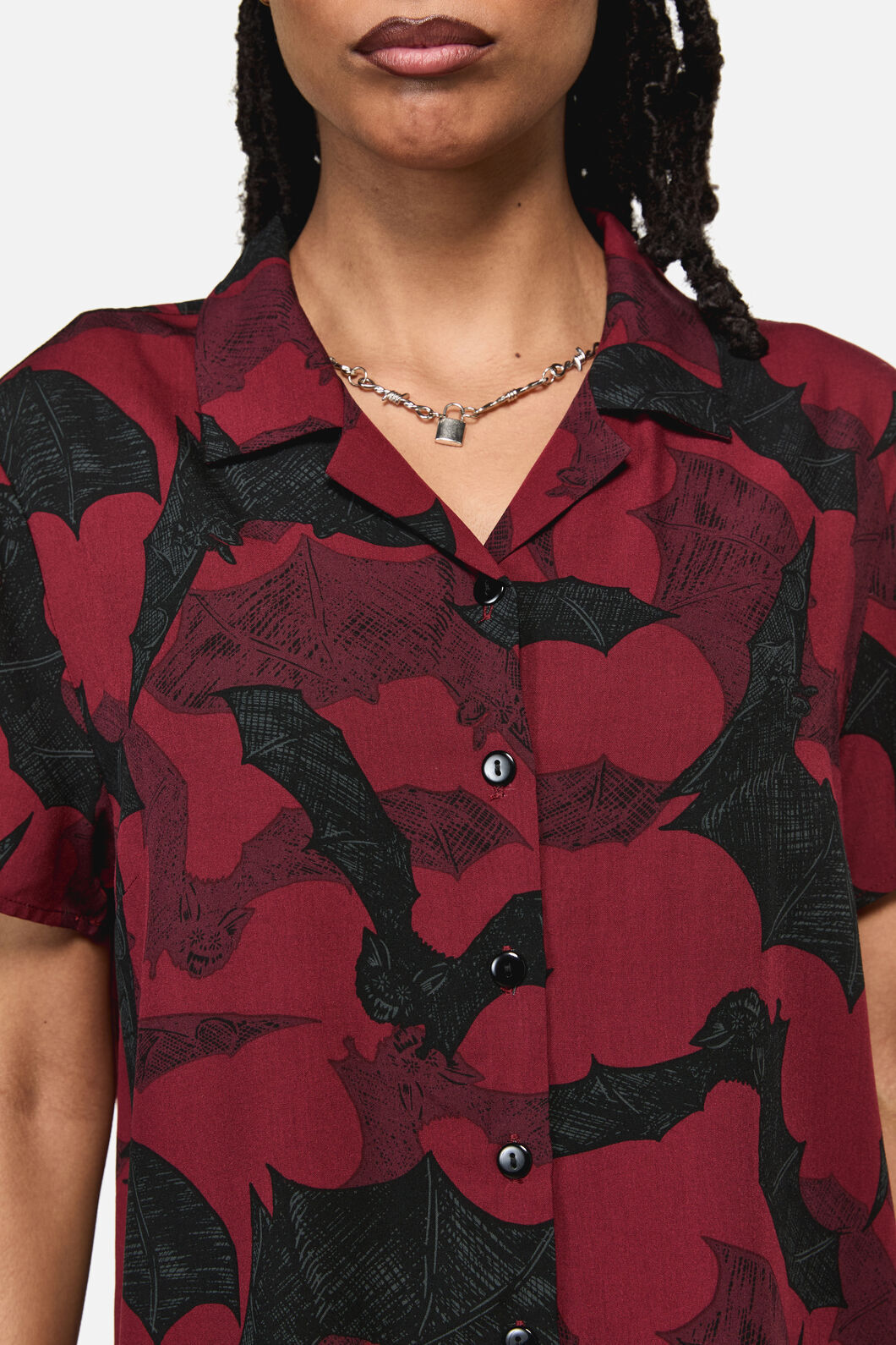 Black Friday - Batz Goth Short Sleeve Blouse - red